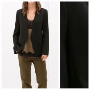 NWT. Zara Black No Collar Jacket Blazer. Size S